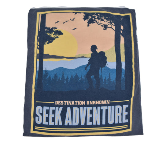 Navy Wash Seek Adventure Graphic T