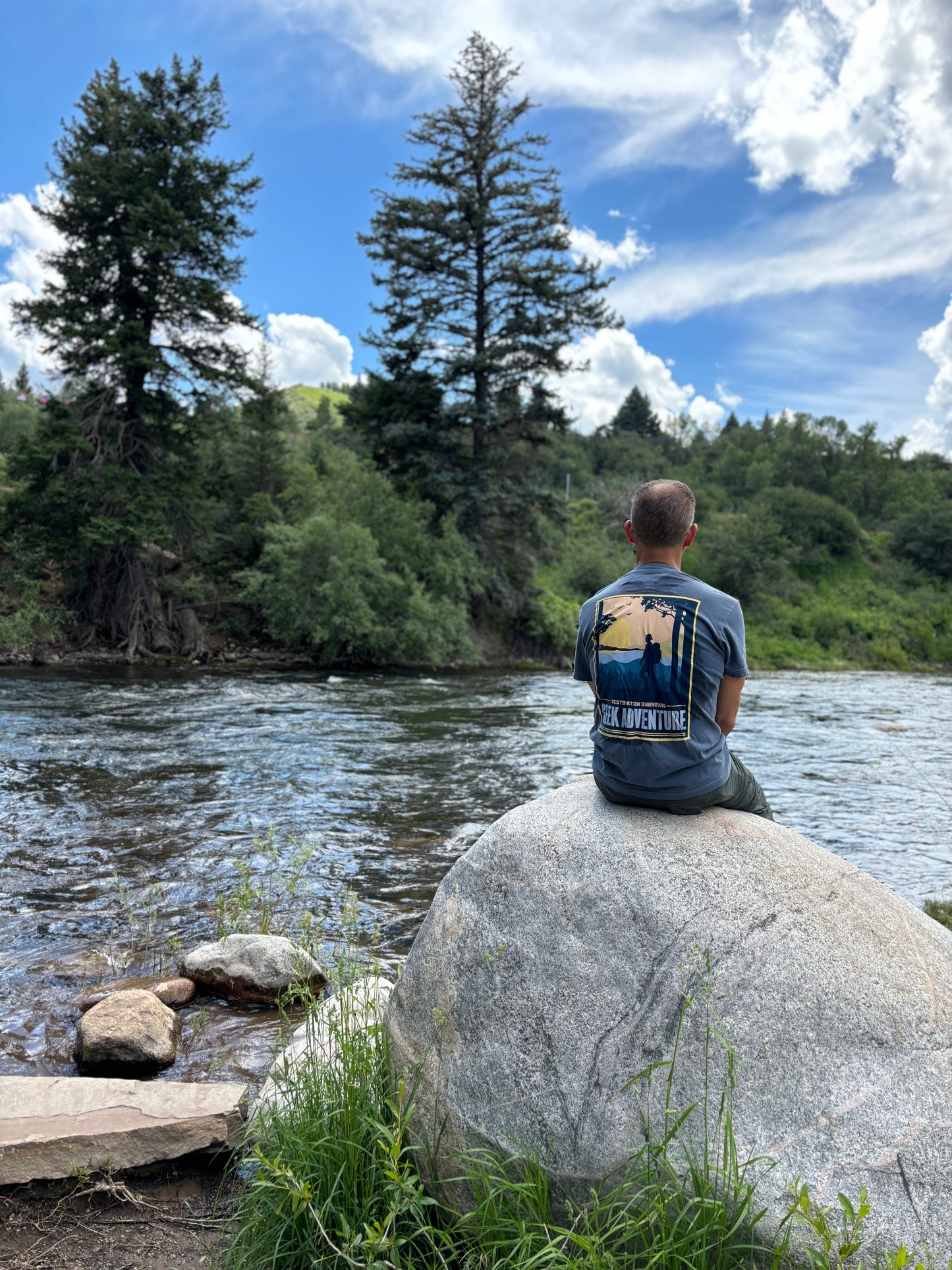 Navy Wash Seek Adventure Graphic T